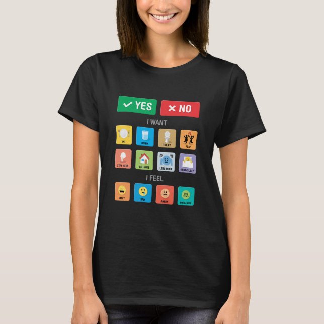 English Autism AAC PECS Pointing Communication 01 T-Shirt (Front)