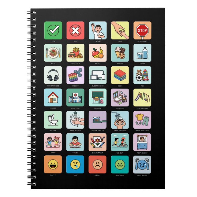 English Autism AAC PECS Pointing Communication 04 Notebook (Front)
