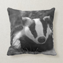 English Badger monochrome pillow