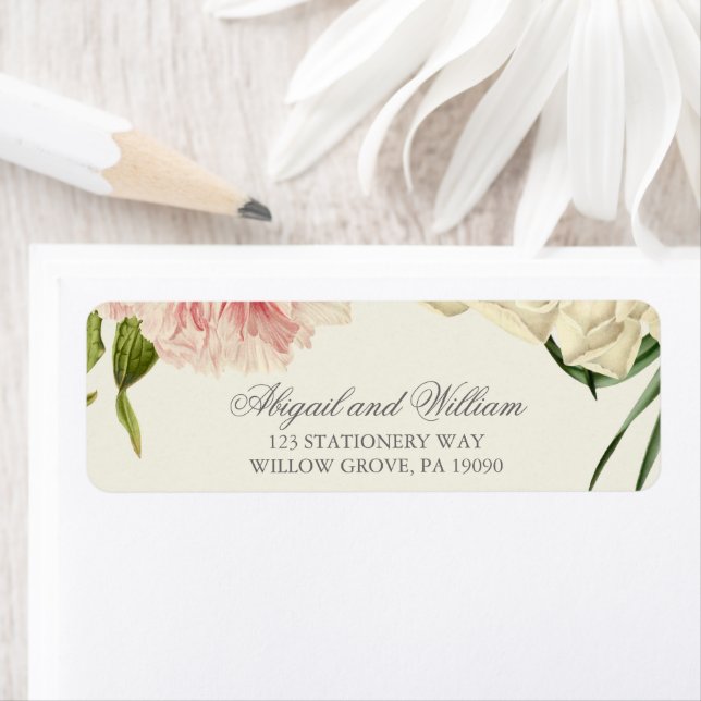 English Blooms Wedding Return Address Label (Insitu)