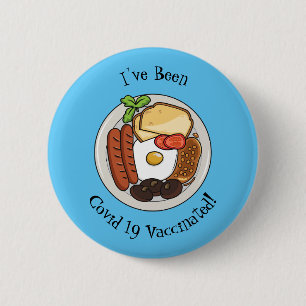 English breakfast cartoon illustration 6 cm round badge