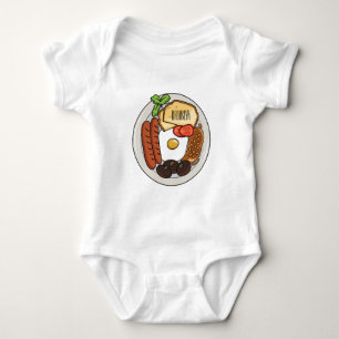English breakfast cartoon illustration baby bodysuit