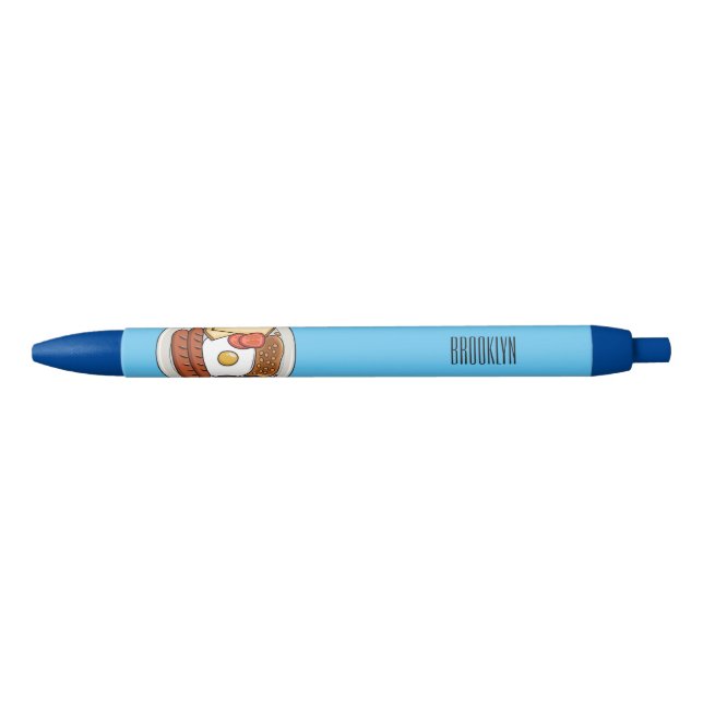 English breakfast cartoon illustration black ink pen (Front)