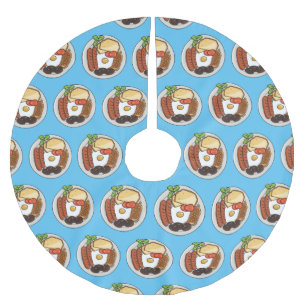 English breakfast cartoon illustration brushed polyester tree skirt