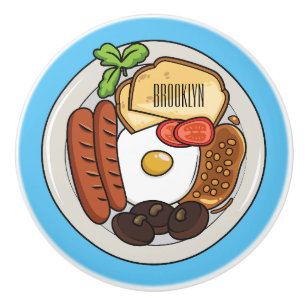 English breakfast cartoon illustration ceramic knob
