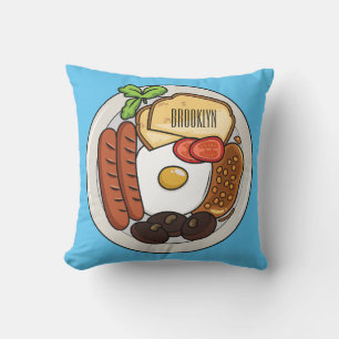 English breakfast cartoon illustration cushion