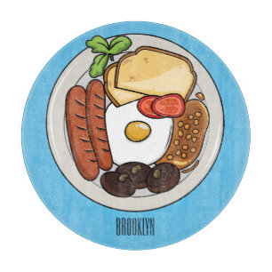 English breakfast cartoon illustration cutting board