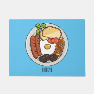 English breakfast cartoon illustration doormat