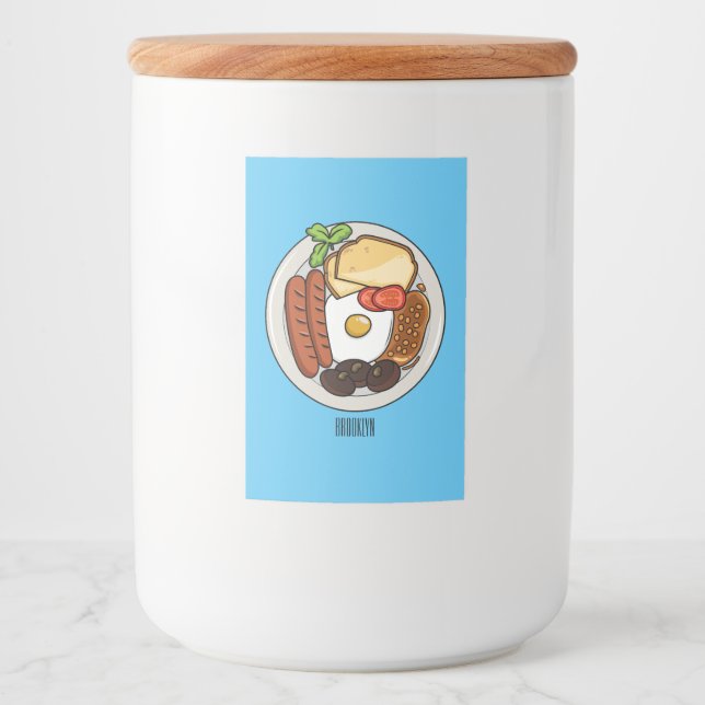 English breakfast cartoon illustration food label (Front)