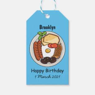 English breakfast cartoon illustration gift tags