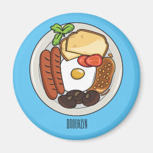 English breakfast cartoon illustration magnet