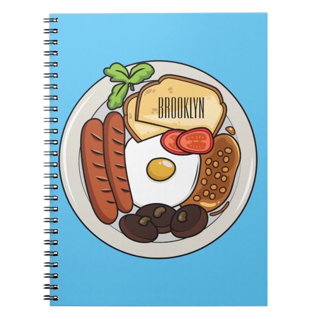 English breakfast cartoon illustration notebook (Front)