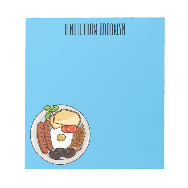 English breakfast cartoon illustration notepad (Front)