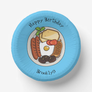 English breakfast cartoon illustration paper plate
