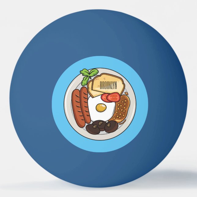 English breakfast cartoon illustration ping pong ball (Front)