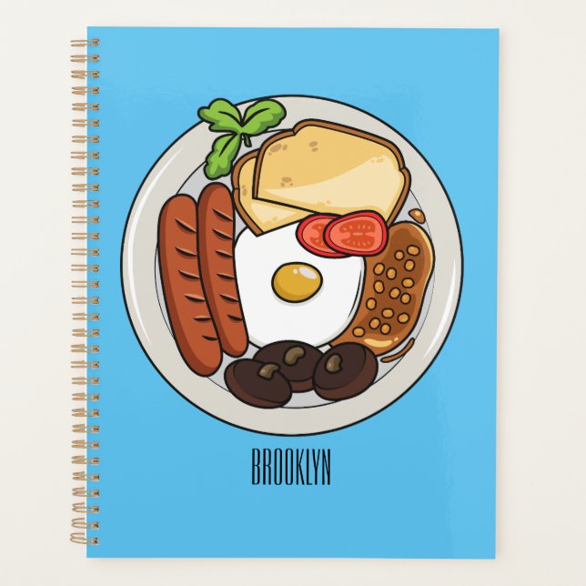 English breakfast cartoon illustration planner (Front)