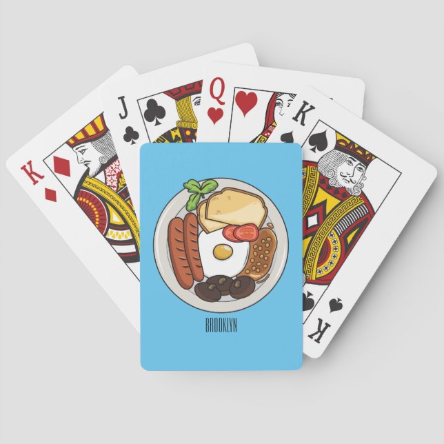 English breakfast cartoon illustration playing cards (Back)
