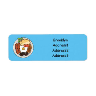 English breakfast cartoon illustration return address label