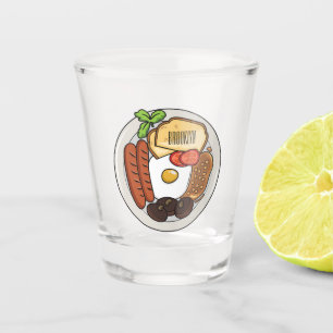 English breakfast cartoon illustration shot glass