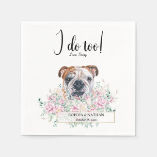 English British Bulldog Wedding Cocktail Napkins