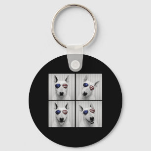 English Bull Terrier 4th Of July Aamerican Flag Key Ring