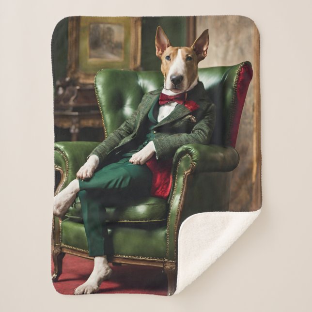 English Bull Terrier Cushion/Pillow Sherpa Blanket (Front)