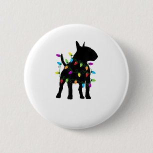 English Bull Terrier Dog Christmas Lights  6 Cm Round Badge