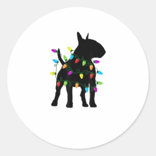 English Bull Terrier Dog Christmas Lights Classic Round Sticker