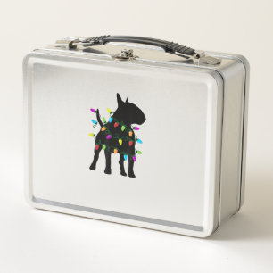 English Bull Terrier Dog Christmas Lights  Metal Lunch Box