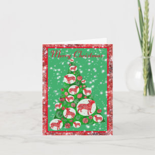 English Bull Terrier Dog Merry Christmas Tree Card