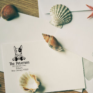 English Bull Terrier Dog  Return Address Rubber Stamp