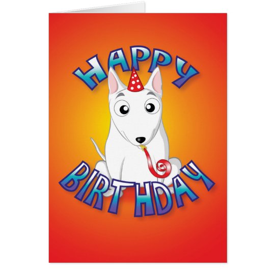 english bull terrier - hat&whistle - happy birthda card