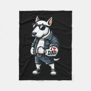 English Bull Terrier I Love Dad Funny Dog Tattoo _ Fleece Blanket