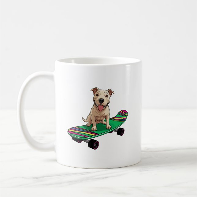 English Bull Terrier on a Skateboard Coffee Mug (Left)