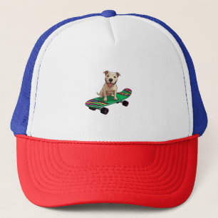 English Bull Terrier on a Skateboard Trucker Hat