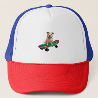 English Bull Terrier on a Skateboard Trucker Hat