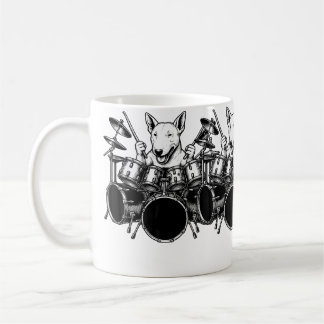 English Bull Terrier Playing Drums Drummer Dog Lov Coffee Mug