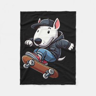 English Bull Terrier Skateboarding Funny Dog Skate Fleece Blanket
