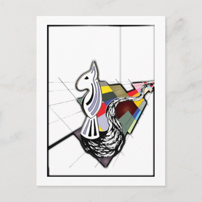 English Bull Terrier Surreal Art Chess Slide Postcard (Front)
