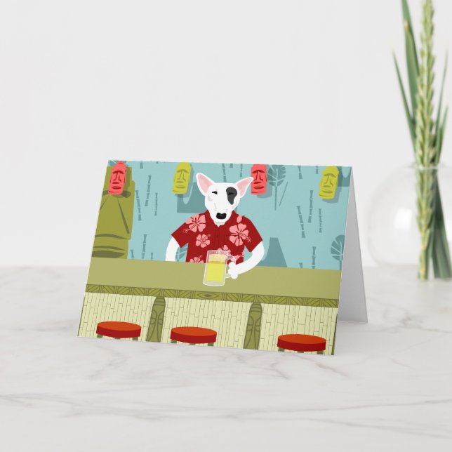 English Bull Terrier Tiki Bar Card (Front)