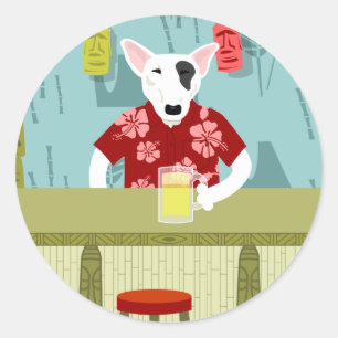 English Bull Terrier Tiki Bar Classic Round Sticker