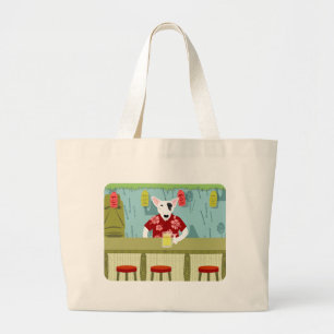 English Bull Terrier Tiki Bar Large Tote Bag