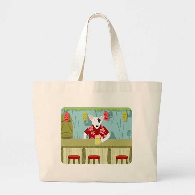 English Bull Terrier Tiki Bar Large Tote Bag (Front)