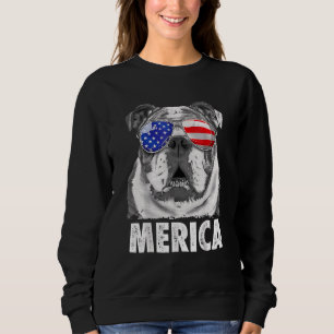 English Bulldog 4th Of July Merica Men Usa Flag Am Sweatshirt