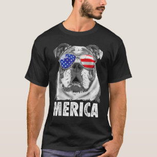 English Bulldog 4th Of July Merica Men Usa Flag T-Shirt