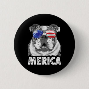 English Bulldog 4th Of July Merica Men Women Usa F 6 Cm Round Badge