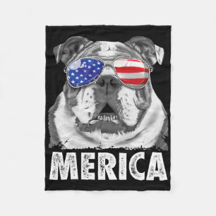 English Bulldog 4th Of July Merica Men Women Usa F Fleece Blanket