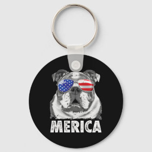 English Bulldog 4th Of July Merica Men Women Usa F Key Ring