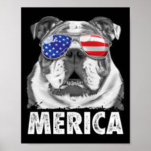 English Bulldog 4th Of July Merica Men Women Usa F Poster