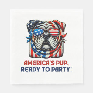 English Bulldog 4th Of July Merica Sunglasses USA Napkin